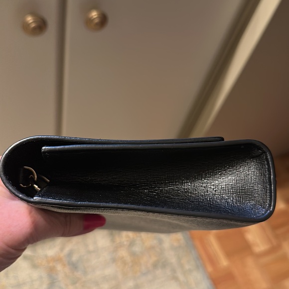 VERSACE Black Leather Gold Chain Crossbody - Picture 3 of 12